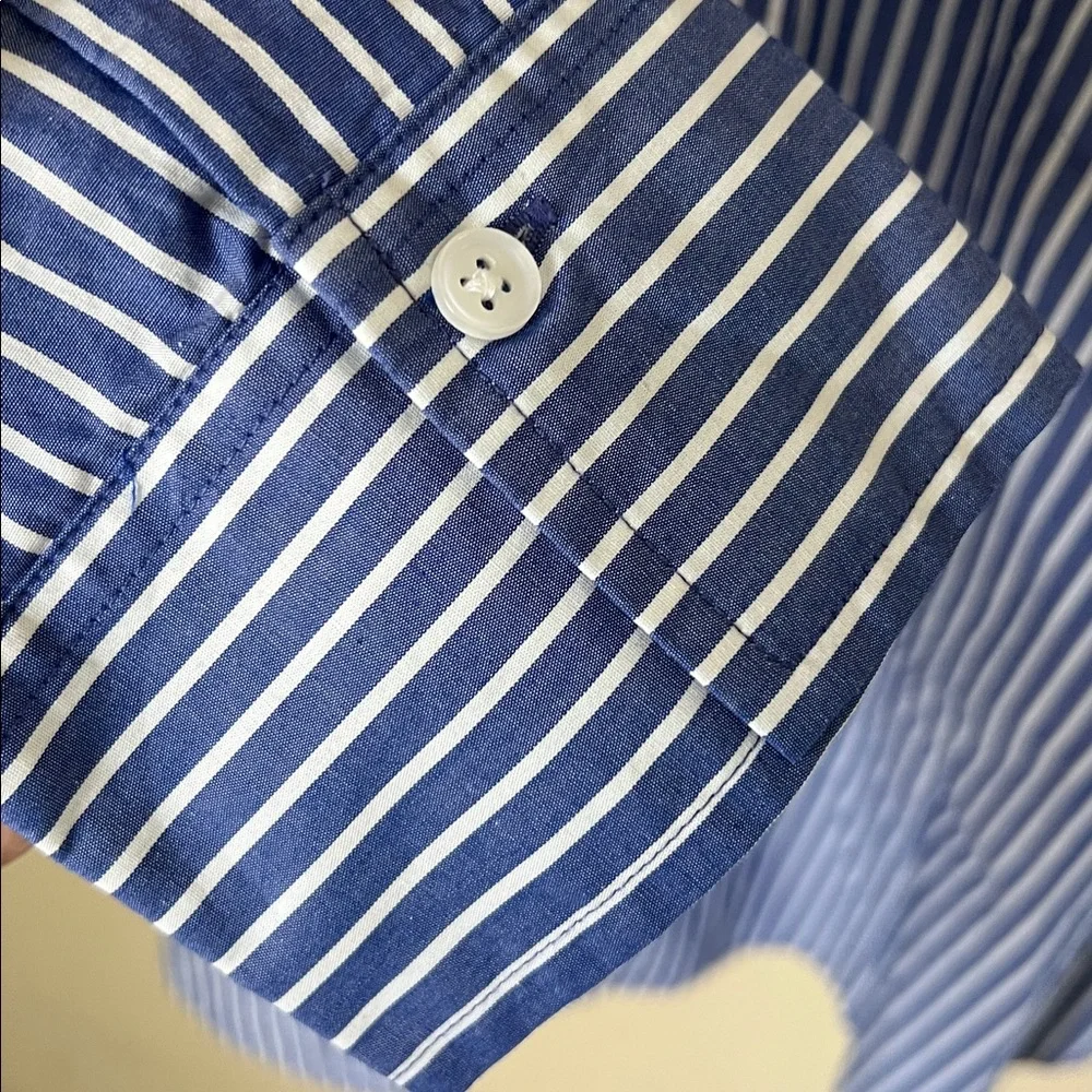Elizabeth and James blue and white striped cotton button down top - Picture 5 of 8